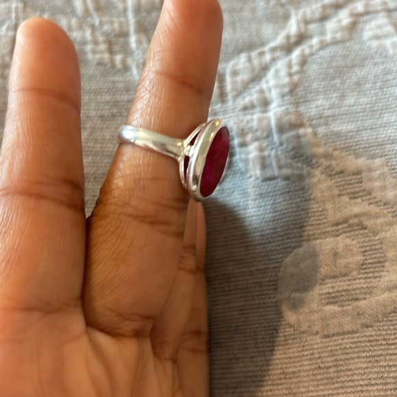 Red Ruby Oval ring, July birthstone silver ring, 925 silver rings Sizes 6, 7, 8 - Picture 4 of 10